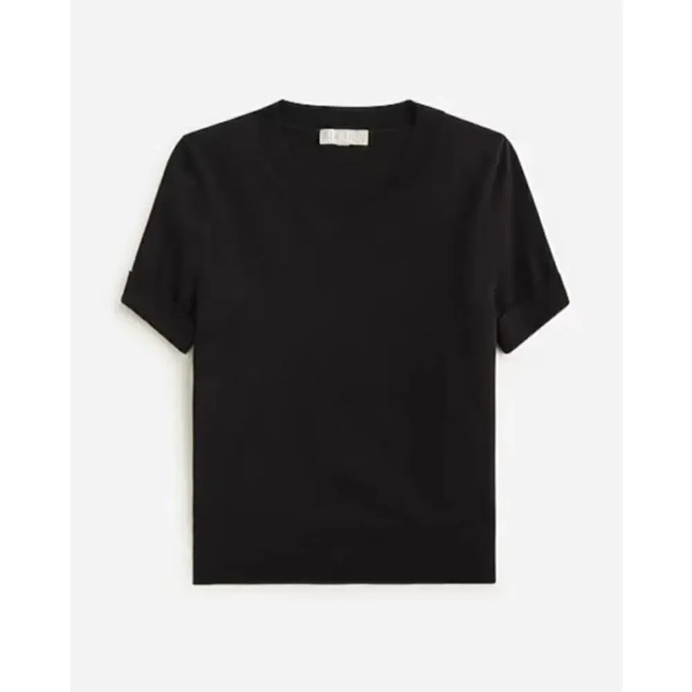 J. Crew Women's Shrunken TENCEL™ Lyocell-Blend T-Shirt BX481 Black Size S NWT - Picture 3 of 4